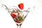 Strawberries Dropping in Martini Glass