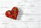 Strawberries heart wooden background Food Fruits Berries