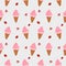 The strawberries ice cream cone seamless vector.