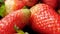 Strawberries isolated on a table with dark tablecloth