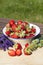 Strawberries, lavender and poppies in summer