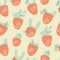 Strawberries made from geometric shapes. Modern summer seamless pattern in pastel colors.