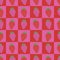 Strawberries on red and pink checkerboard seamless pattern.