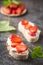 Strawberries sandwiches with cheese