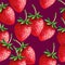 Strawberries seamless hand drawn pattern with purp