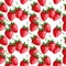 Strawberries seamless hand drawn pattern with whit