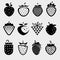 Strawberries set. Collection icons strawberry. Vector