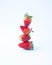 Strawberries vertically arranged