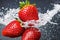 Strawberries and water pouring. AI generative