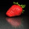 Strawberry against black background