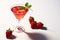 Strawberry Alcoholic Cocktail, Refreshing Summer Drink on White Background