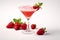 Strawberry Alcoholic Cocktail, Refreshing Summer Drink on White Background