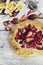 Strawberry, apple and meringue galette