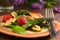 Strawberry, Asparagus, Spinach, Walnut Salad
