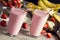 Strawberry Banana Smoothies with Ingredients