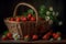 Strawberry basket food. Generate Ai