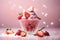 Strawberry bingsu icecream.Korea traditional iced dessert fruit.GenerativeAI.