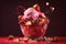 Strawberry bingsu icecream.Korea traditional iced dessert fruit.GenerativeAI.