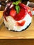 Strawberry Bingsu Korean dessert with sweet toppings Strawberry.