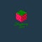 Strawberry box logo. Hexagon strawberry icon. Sweets emblem. Gift store.