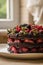 Strawberry cake with blackberry, mulberry and dark chocolate