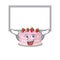 A strawberry cake mascot picture raised up board