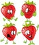 Strawberry cartoon with hands isolated