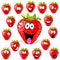 Strawberry cartoon with many expressions