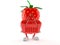 Strawberry character holding shopping basket