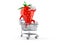 Strawberry character inside shopping cart
