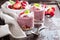 Strawberry chia pudding in glasses