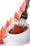 Strawberry in chocolate fondue
