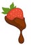 Strawberry with chocolate melting topping on fruit vector