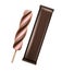 Strawberry Chocolate Spiral Popsicle Lollipop Ice Cream on Stick with Brown Plastic Foil Wrapper on White Background