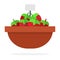 Strawberry in a clay dish vector flat isolated