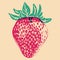 Strawberry. Colorful cute screen printing effect. Riso print effect. Vector