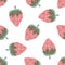 Strawberry cotton cut out seamless vector pattern background. Frayed edges weave stitch effect red berries on white