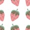 Strawberry cotton cut out seamless vector pattern background. Frayed edges weave stitch effect red berries on white