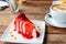 Strawberry crepe cake with strawberry jam