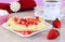 Strawberry Crepes in a feminine table setting.