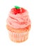 Strawberry Cupcake Isolated On White