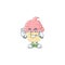 Strawberry cupcake mascot cartoon design make a call gesture