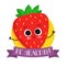 Strawberry, cute fruit vector character badge