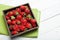 Strawberry delicious dessert, fresh food diet. Copy space for text