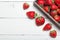 Strawberry delicious dessert, fresh food diet. Copy space for text