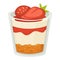 Strawberry dessert designed in layers breakfast with cream