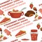 Strawberry dishes fruit ingredient cooking recipes seamless pattern