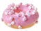 Strawberry donut covered with pink icing