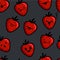Strawberry doodle seamless pattern. Cute face