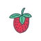 Strawberry drawing isolated. Red juicy berry on white background